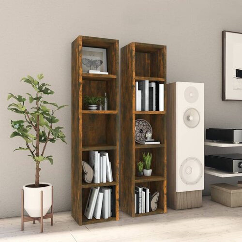vidaXL Omarice za CD plošče 2 kosa dim. hrast 21x16x93,5cm konstr. les Cene