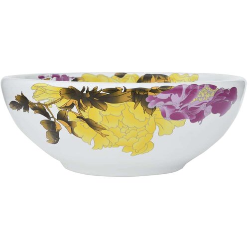 VidaXL Nadpultni umivalnik večbarven okrogel &amp;Phi;41x14 cm keramika Slike