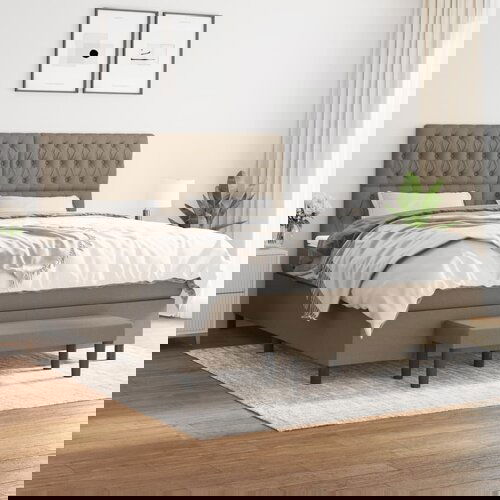 The Living Store Box spring postelja z vzmetnico taupe 180x200 cm blago - Box Spring Postelja, (21514951) Cene
