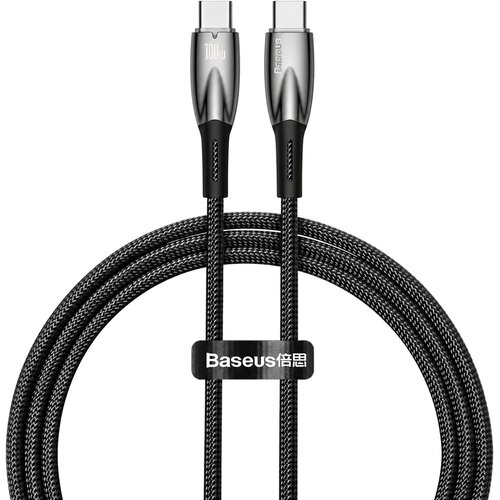 Baseus Glimmer Series pleten USB-C v USB-C kabel 100W črne barve dolžine 1m Slike