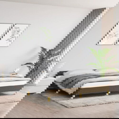 The Living Store Posteljni okvir brez vzmetnice temno rjav 180x200 cm blago - Posteljni Okvir Z Vzglavjem, (21532094) Cene
