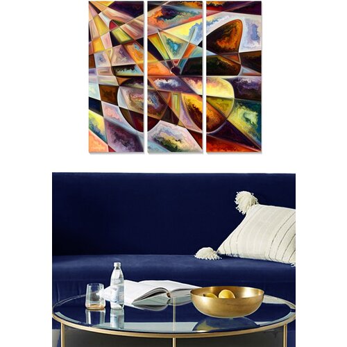 Wallity MDF1295620696 multicolor decorative mdf painting (3 pieces) Cene