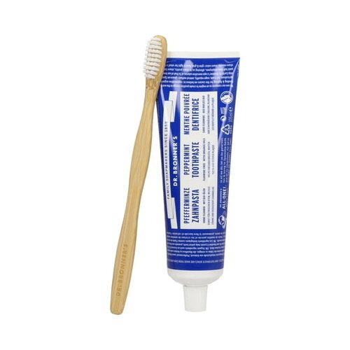 DR. BRONNER&amp;#039;S Pasta za zube s paprenom metvicom i četkica za zube od bambusa Slike