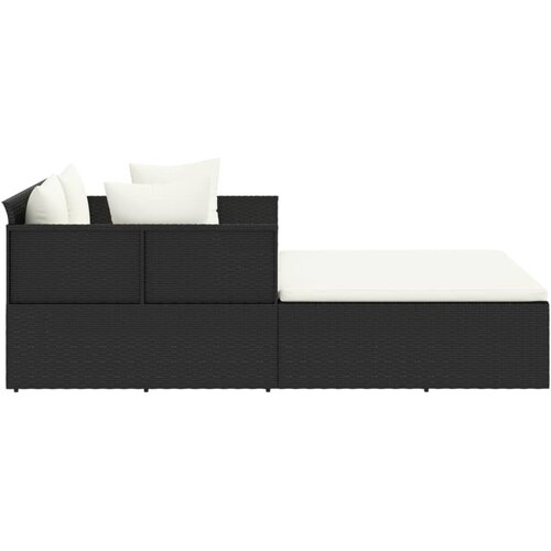 LEŽAJ za sunčanje s jastucima crni 182 x 118 x 63 cm poliratan Slike