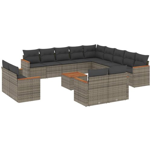 Maison Chic Seti vrtnega pohištva - Vrtna garnitura - Vrtni pohištvo set 14-delna z blazinami siv poli ratan, (21809186) Cene