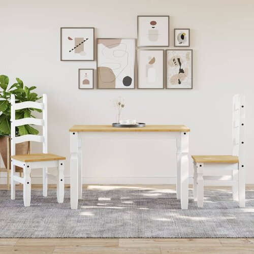  Blagovaonski stol Corona bijeli 112x60x75cm od masivne borovine Slike