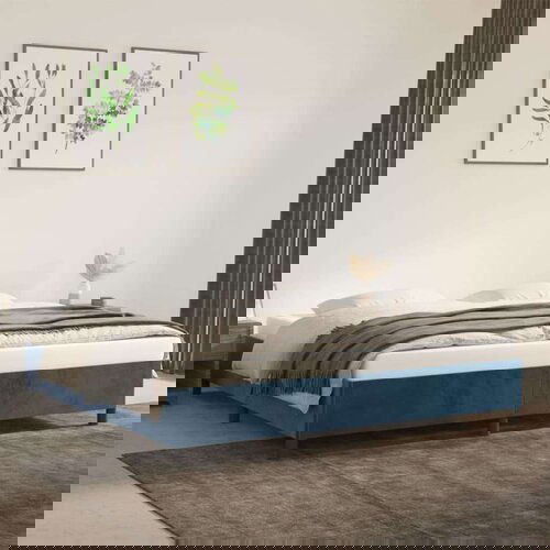  Posteljni okvir temno moder 200x200 cm žamet, (20724081) Slike
