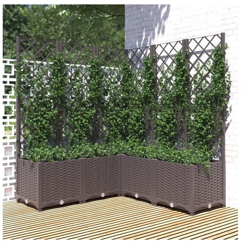 Cvetlično korito z oporno mrežo rjavo 120x120x136 cm PP Cene