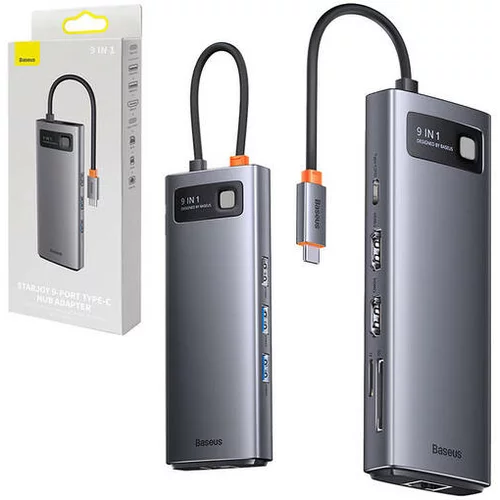 Baseus USB Type-C priklopna postaja Metal Gleam Series 9v1 / 4K (docking station)