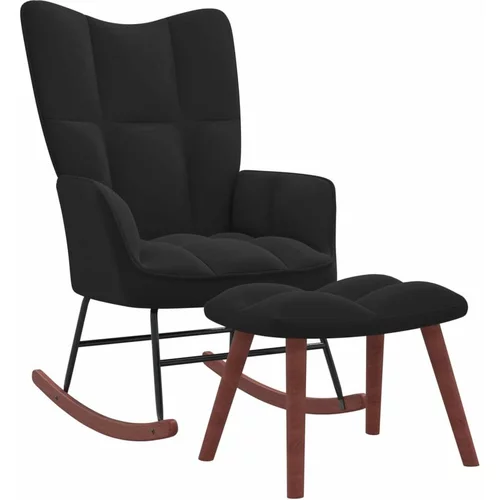  Stolica za ljuljanje s osloncem za noge crna baršunasta