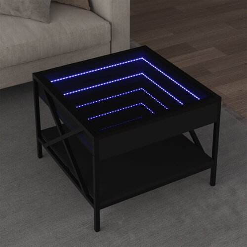 VidaXL Stolić za kavu s beskonačnim LED svjetlima crni 50x50x38 cm Slike