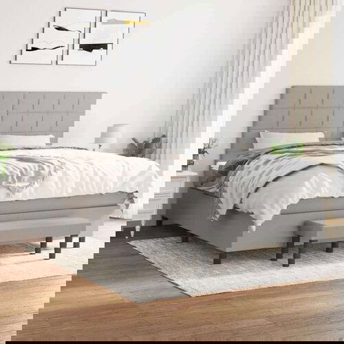  Box spring postelja z vzmetnico svetlo siva 160x200 cm žamet, (20790540) Slike