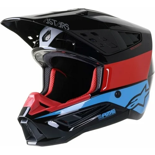 Alpinestars S-M5 Bond Helmet Black/Red/Cyan Glossy L Čelada