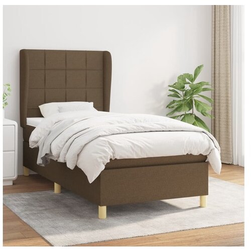 vidaXL Box spring postelja z vzmetnico temno rjav 90x190 cm Cene