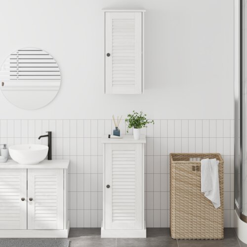 vidaXL Komplet pohištva za kopalnico s polico 2 pcs antično bela Cene