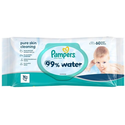Pampers vlažilni robčki 99 % water 60 kos Slike
