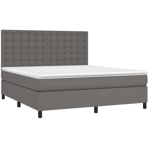  box spring s madracem LED sivi 160x200cm od umjetne kože Slike