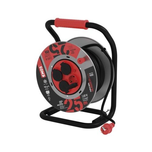  Zunanji kolutni podaljšek 25 m / 4 vtičnice / črni / guma-neopren / 230V / 1,5 mm2 Cene