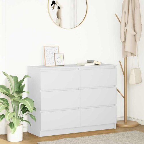 VidaXL Komoda bela 100x35x76 cm inženirski les Slike