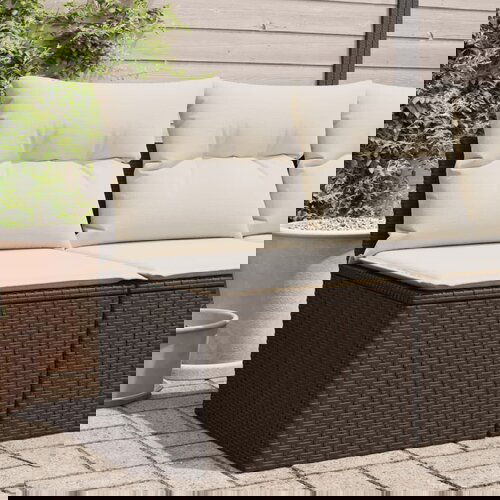 vidaXL Vrtna sofa bez naslona za ruke s jastucima smeđa od poliratana Cijene