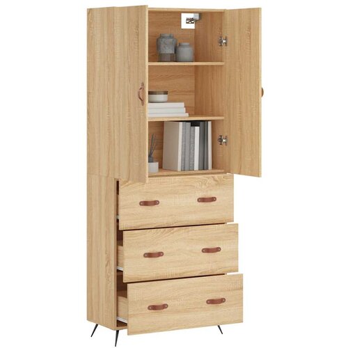  Visoka komoda hrasta sonome 69,5x34x180cm od konstruiranog drva Smeđa Slike