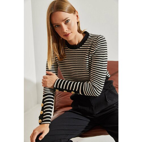 Bianco Lucci Women's Striped Knitwear Sweater with Buttons Slike