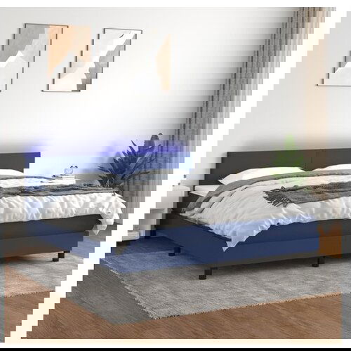 vidaXL Box spring postelja z vzmetnico LED modra 160x200 cm Cene