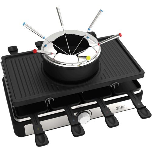 Zilan električni roštilj / raclette / fondue od sira, 3u1, 1400W - ZLN8856, crni Cene