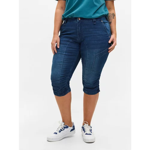 Zizzi Jeans kratke hlače J10111A Mornarsko modra Slim Fit
