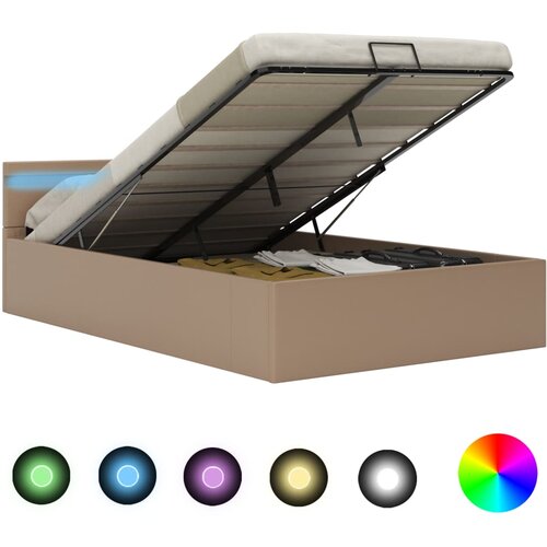 vidaXL Hidraulični okvir za krevet LED boja cappuccina 120 x 200 cm Cene