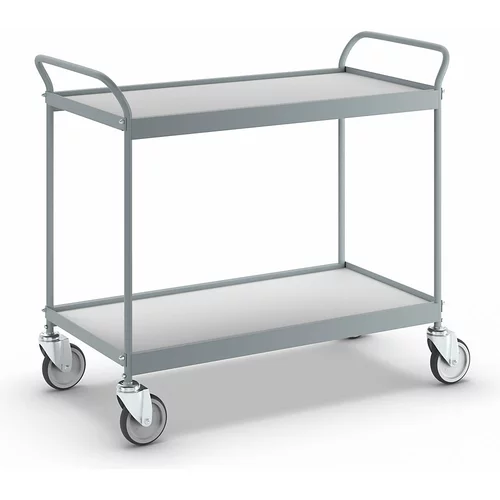  Servirni voziček, nakladalna površina 990 x 545 mm, nosilnost 150 kg, 2 nivoja, 4 vrtljiva kolesa
