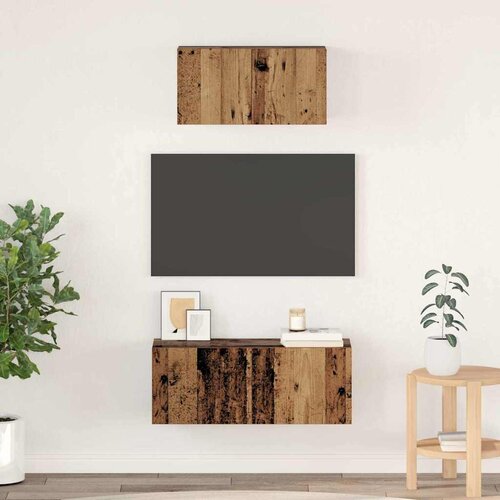 vidaXL Set TV stalka s policom Zidne Ostalo s pohranom s vratima 2 pcs Staro drvo 80 x 30 x 30 cm Cijene