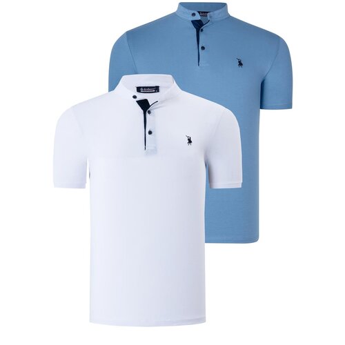 Dewberry DUAL SET T8560 MENS T-SHIRT-WHITE-INDIGO Slike