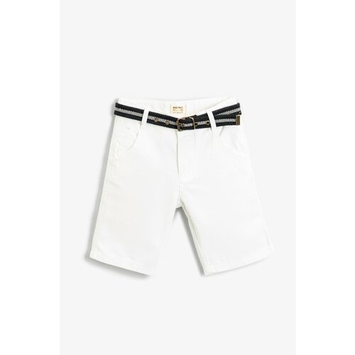 Koton Slim Belt Shorts Pocket Elastic Waist Above Knee Cotton Cene
