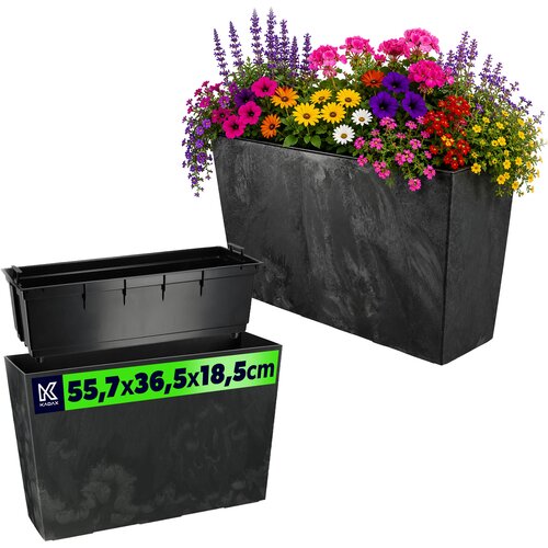 KADAX cvetlični lonec visok + vložek 19x56 cm črn beton, (5000346586) Cene