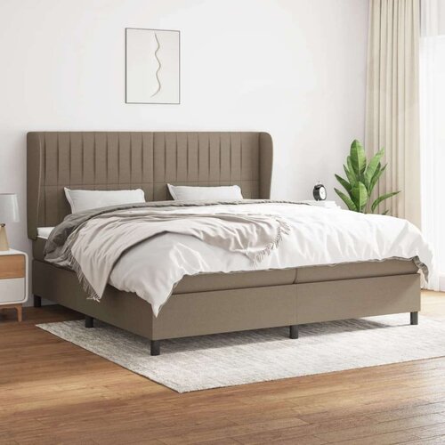 VidaXL Krevet s oprugama i madracem smeđesivi 200x200 cm od tkanine Slike