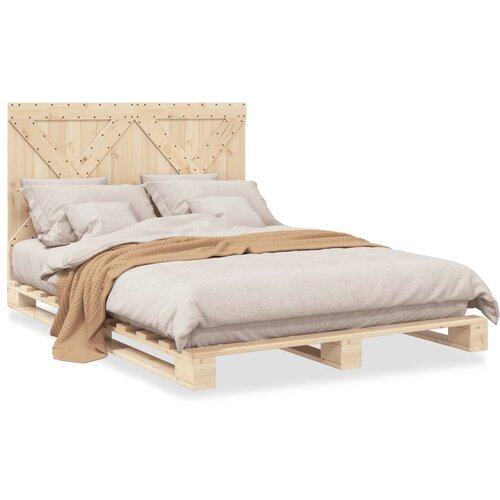 VidaXL Okvir za krevet s uzglavljem 160 x 200 cm od masivne borovine Slike