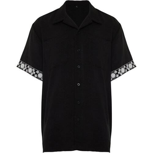 Trendyol Limited Edition Black Oversize Fit Embroidery Detailed Shirt Slike