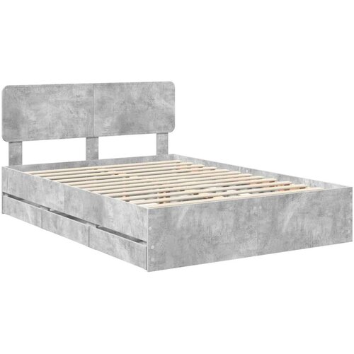 VidaXL Okvir za krevet s ladicama Betonski sivi 150 x 200 cm Slike