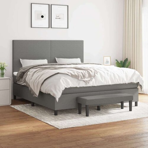  Box spring postelja z vzmetnico temno siva 180x200 cm blago, (20788877) Slike