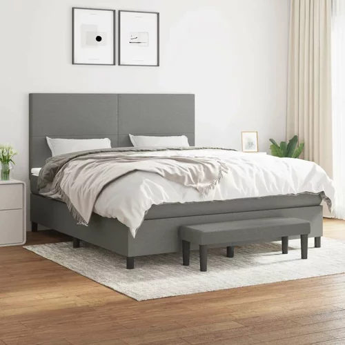 Box spring postelja z vzmetnico temno siva 180x200 cm blago, (20788877)