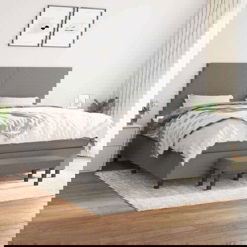  Kreveta s oprugama i madrac svjetlosivi 180x200cm tkanina Slike