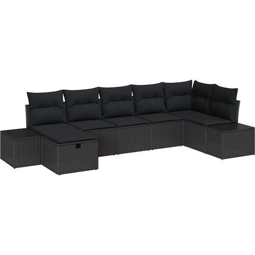 Sjedeća garnitura za vrt 7 kom. Crna poliratan 319 x 154 x 85 cm Slike