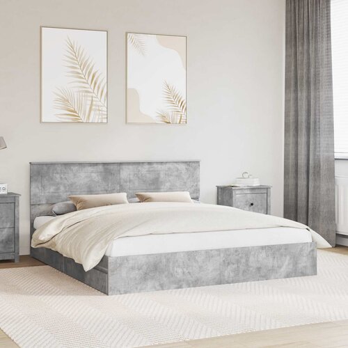  Krevet s od storage s uzglavljem Betonski sivi 200 x 200 cm Cijene