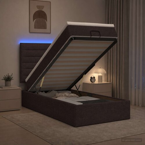  Krevet od pjene s madracem i LED-om Tamno smeđa 90 x 190 cm Slike