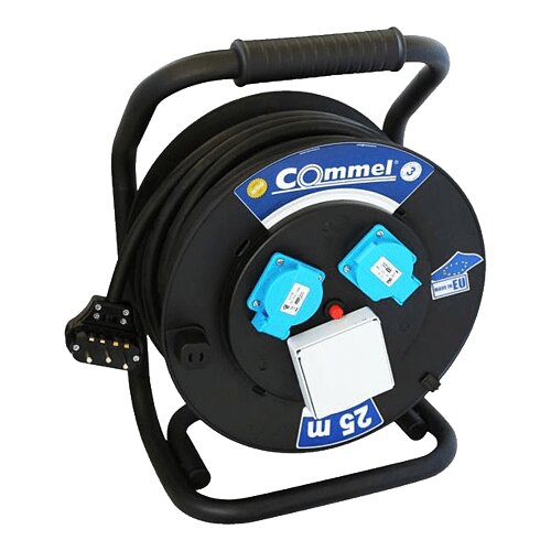 Commel Produžni kabl sa motalicom HEAVY DUTY LINE H05VV-F 5G2.5 - C0914 Plastična motalica crna. Trofazna 3 utičnice Cene