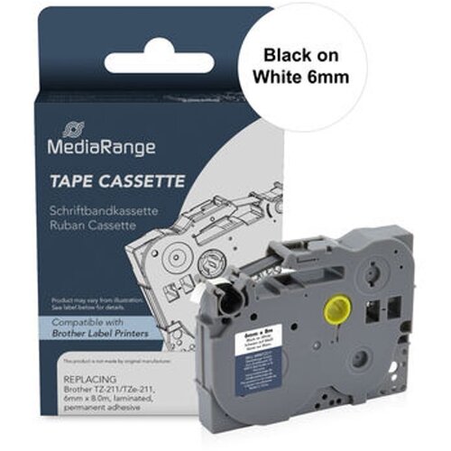 Mediarange Label Tape Cartridge, Replacing Brother TZ-211/TZe-211, 6mm, 8m, Laminated and Permanent Adhesive, Black on White Cijene