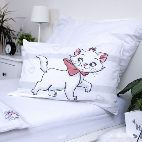 Jerry Fabrics Bela bombažna otro&amp;scaron;ka posteljnina za otro&amp;scaron;ko posteljico 100x135 cm Marie Cat &amp;quot;Bow&amp;quot; &amp;ndash; Slike
