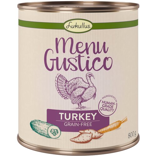 Lukullus Varčno pakiranje "Menu Gustico" 12 x 800 g - Puran s sladkim krompirjem, bučkami in korenjem Cene