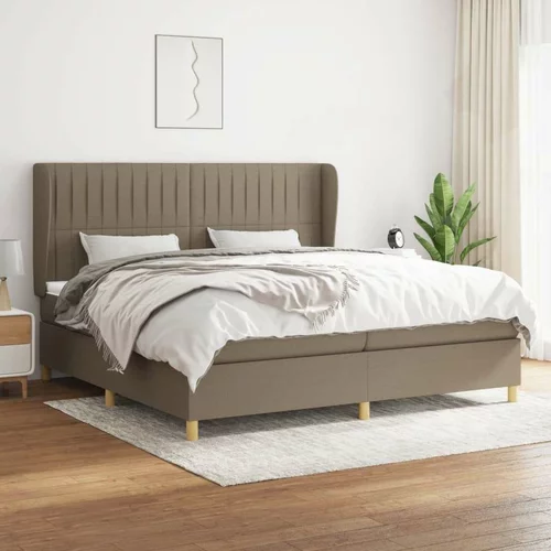  Box spring postelja z vzmetnico taupe 200x200 cm blago
